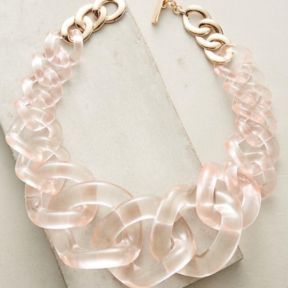 Anthropologie Light Pink & Clear Lucite Necklace